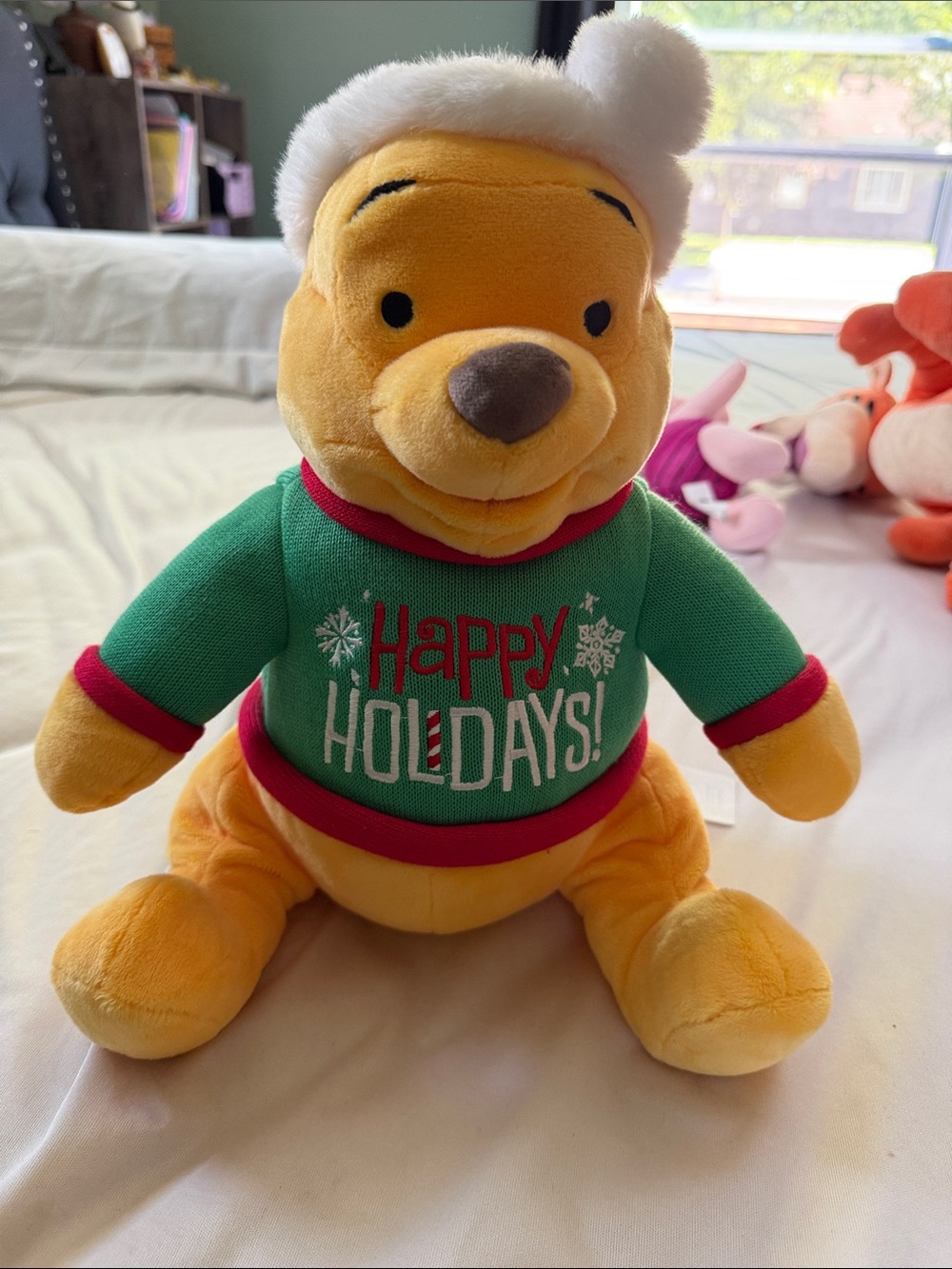 Disney Winnie the Pooh Plush in Green Holiday Sweater
